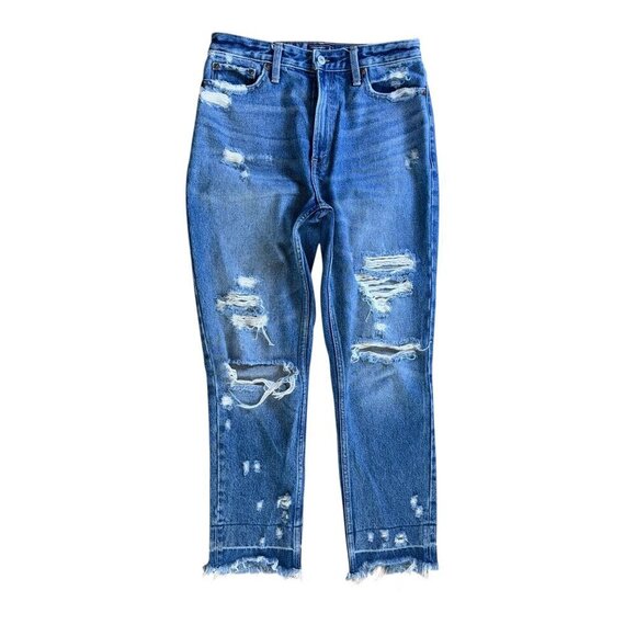 Abercrombie & Fitch Womens Annie High Rise Girlfriend Distressed Jean 27/4R - Picture 2 of 7